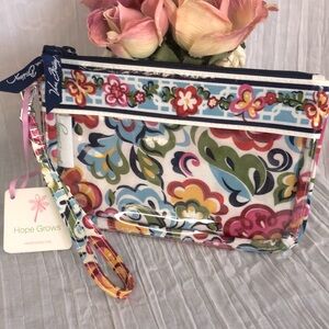 VERA BRADLEY Clear Wristlet Hope Garden vinyl floral makeup case ID wallet NWT